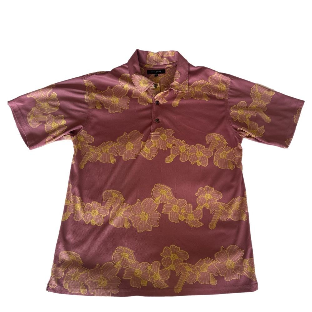 Ari South Andy South Men’s Aloha Shirt Mauve/Yellow Puakenikeni Print